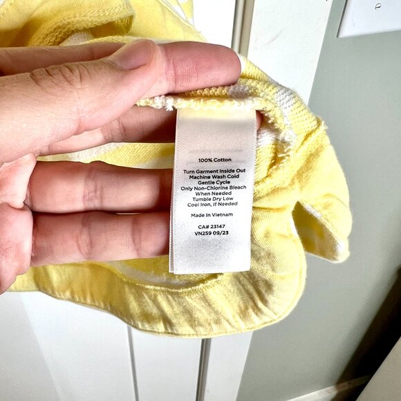 Talbots Butter Yellow Striped Nautical Coastal Button Collared Sweatshirt Sz XL - Picture 5 of 6